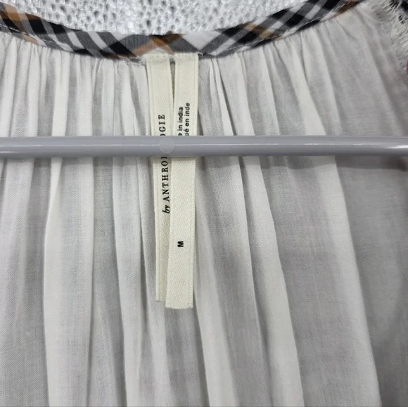 Anthropologie The Somerset Mini Dress Plaid Puff Sleeve Medium Smocked Waist - Picture 3 of 6